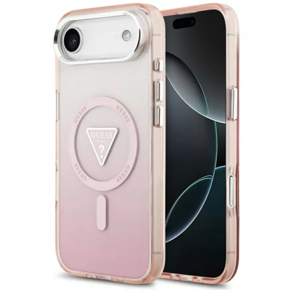 tok Guess IML Gradient Triangle Logo MagSafe iPhone Air rózsaszín tokhoz
