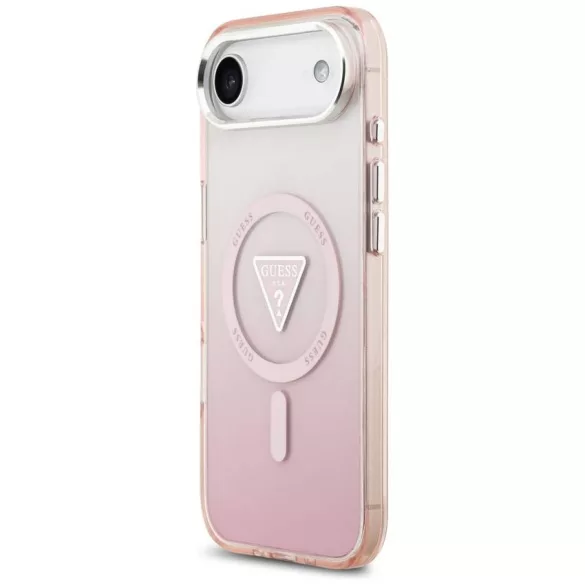 tok Guess IML Gradient Triangle Logo MagSafe iPhone Air rózsaszín tokhoz