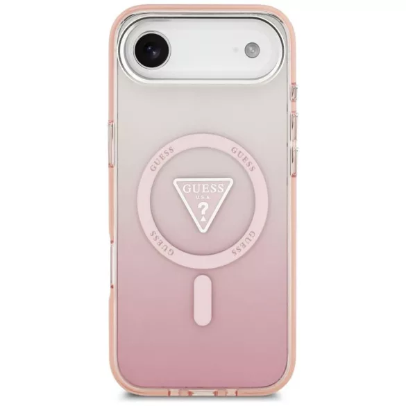 tok Guess IML Gradient Triangle Logo MagSafe iPhone Air rózsaszín tokhoz