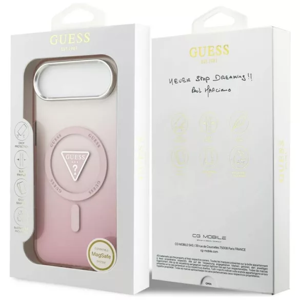 tok Guess IML Gradient Triangle Logo MagSafe iPhone Air rózsaszín tokhoz