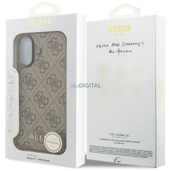 Guess 4G Charms Collection MagSafe tok iPhone 17 barna színűre