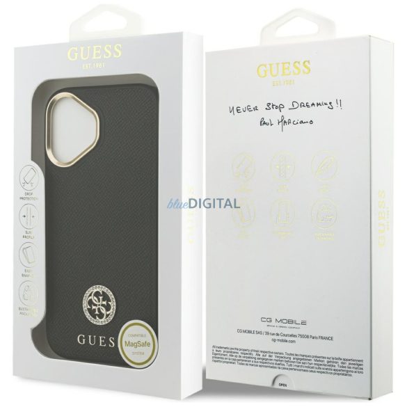 Tojás Guess Grained Strass Logo MagSafe iPhone 17 fekete