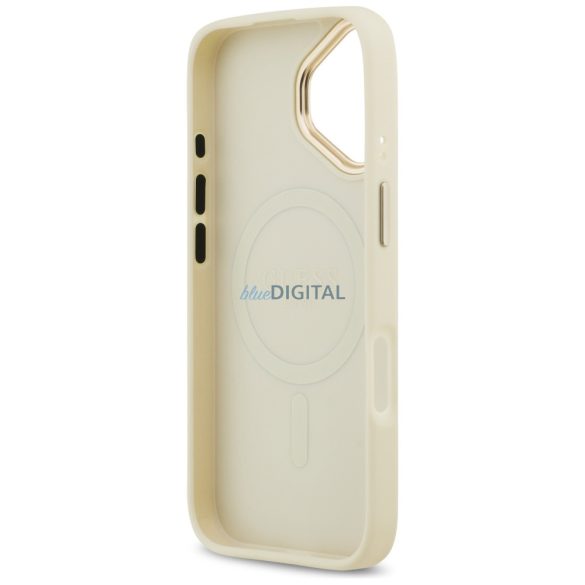 tok Guess Grained Strass Logo MagSafe iPhone 17 bézs színű tokhoz