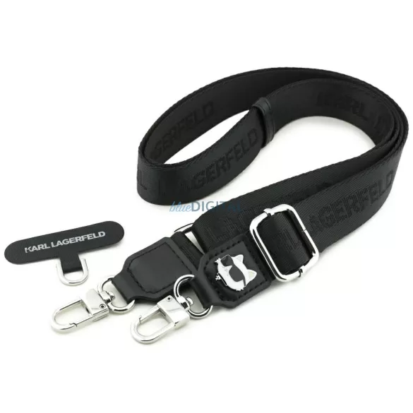 Karl Lagerfeld Universal Strap Tether Patch Choupette Metal Logo - fekete