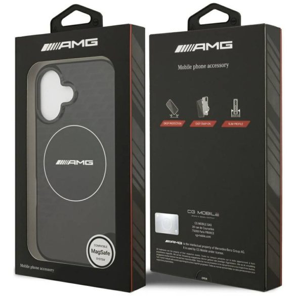 AMG Dupla rétegű, átlátszó, zoknis MagSafe tok iPhone 17-hez Fekete