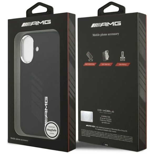 AMG szilikon túlméretezett Rhombs MagSafe tok iPhone 17 Fekete