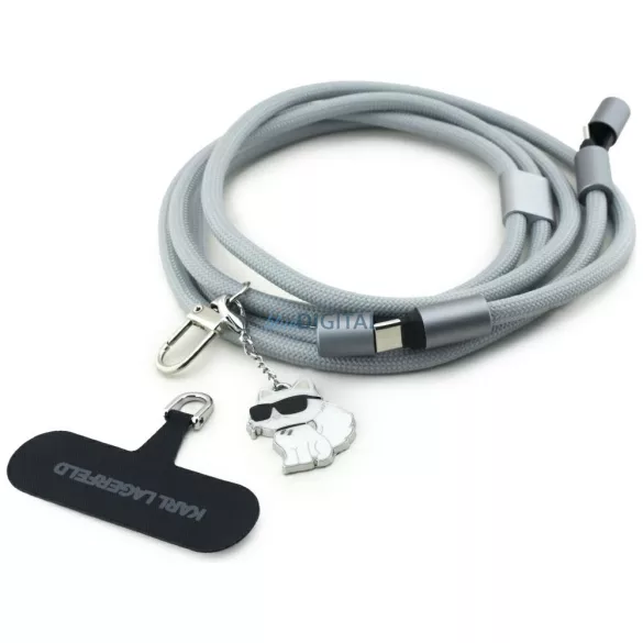 Universal Karl Lagerfeld CBDY Choupette medálos USB-C/USB-C kábel nyakpánt, fekete
