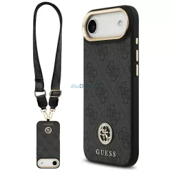   Guess 4G Strass logós, széles pántos, fémgombos MagSafe tok iPhone Air, fekete