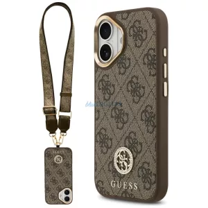 Guess 4G Strass Logo & Big Strap Metal Buttons MagSafe tok iPhone 17 - barna