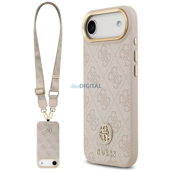 tok Guess 4G Strass Logo & Big Strap fém gombok MagSafe iPhone Air rózsaszín