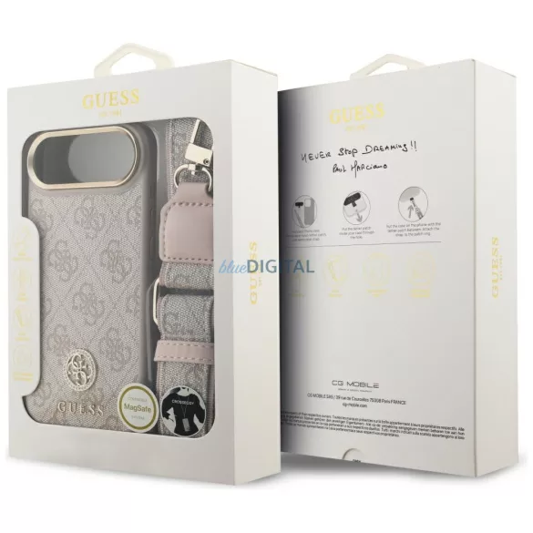 tok Guess 4G Strass Logo & Big Strap fém gombok MagSafe iPhone Air rózsaszín