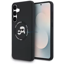   tok Karl Lagerfeld szilikon Karl&Choupette fejek MagSafe Samsung Galaxy S25 FE fekete