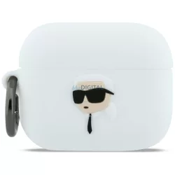   Tok Karl Lagerfeld szilikon Karl-fej   3D az AirPods Pro 3, fehér