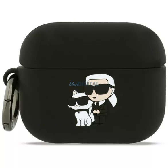 Karl Lagerfeld Silicone Karl&Choupette Head 3D tok AirPods Pro 3 - fekete