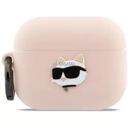   Tok Karl Lagerfeld szilikon Chaupette   3D-s fejrész az AirPods Pro 3, rózsaszín