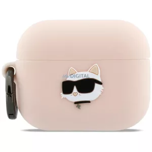 Tok Karl Lagerfeld szilikon Chaupette   3D-s fejrész az AirPods Pro 3, rózsaszín