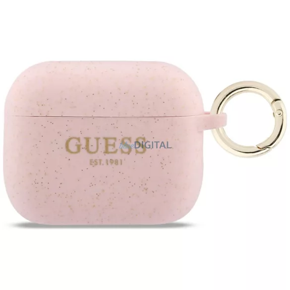 Tok Guess szilikon csillámgyűrű az AirPods Pro 3, rózsaszín