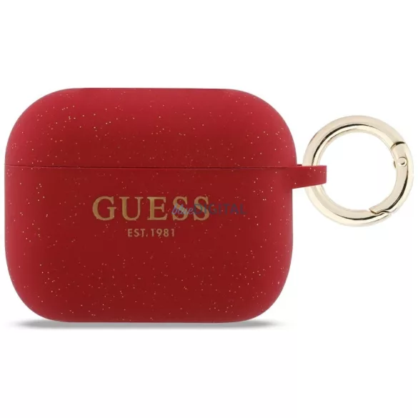 Tok Guess szilikon csillogó gyűrű az AirPods Pro 3, fukszia színben
