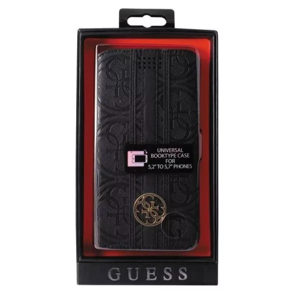 Guess GUBKXLHEBK 4G Heritage könyvtok univerzális 5.2"-5.7" - fekete