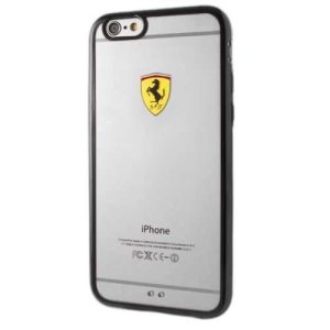 Ferrari keménytok FEHCP6BK iPhone 6/6S Racing Shield átlátszó fekete tok