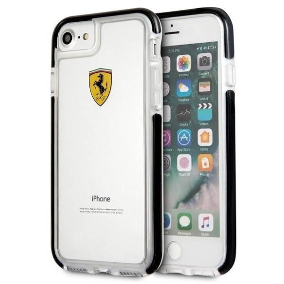 Ferrari keménytok FEGLHCP7BK iPhone 7/8 SE 2020 / SE 2022 ütésálló átlátszó fekete tok