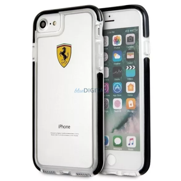 Ferrari keménytok FEGLHCP7BK iPhone 7/8 SE 2020 / SE 2022 ütésálló átlátszó fekete tok