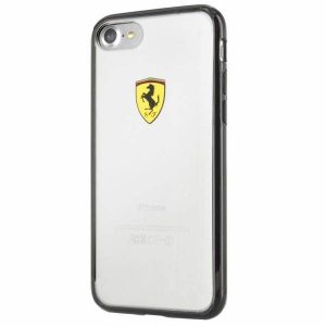 Ferrari keménytok FEHCP7BK iPhone 7/8/SE 2020 / SE 2022 fekete/átlátszó Racing Shield tok