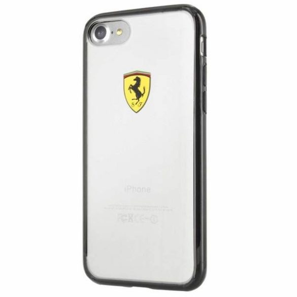 Ferrari keménytok FEHCP7BK iPhone 7/8/SE 2020 / SE 2022 fekete/átlátszó Racing Shield tok