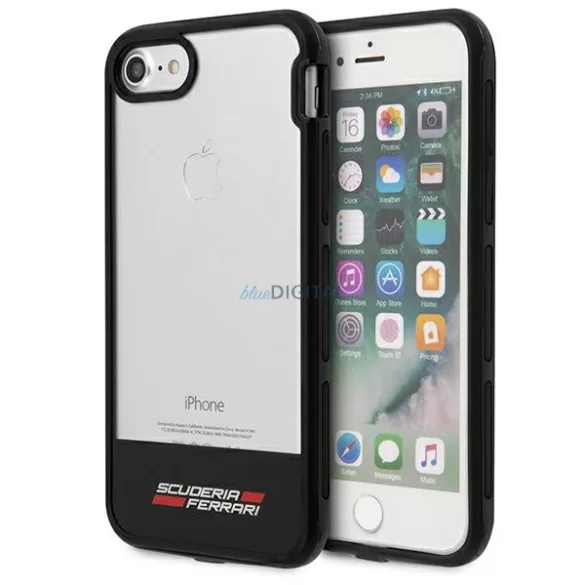 Ferrari keménytok FEHCP7BISBK iPhone 7/8 / SE 2020 / SE 2022 átlátszó fekete tok