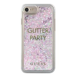   Guess GUHCP7GLUQPU iPhone 6/7/8 /SE 2020 / SE 2022 lila folyékony csillogó kristályos Party keménytok