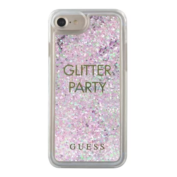 Guess GUHCP7GLUQPU iPhone 6/7/8 /SE 2020 / SE 2022 lila folyékony csillogó kristályos Party keménytok