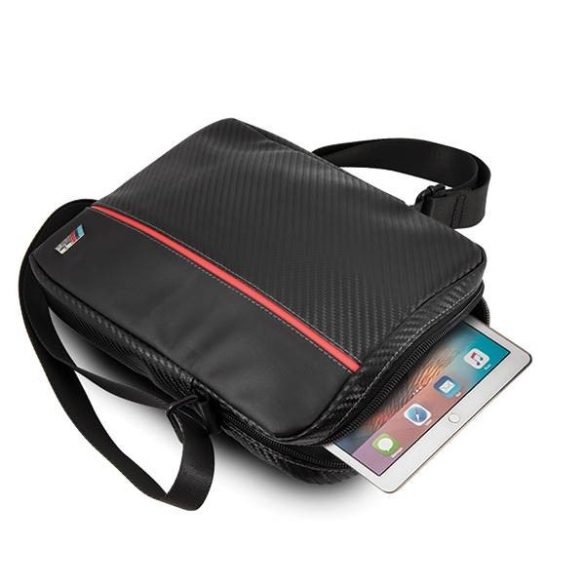 BMW Tablet táska 8" fekete Carbon / piros csíkkal