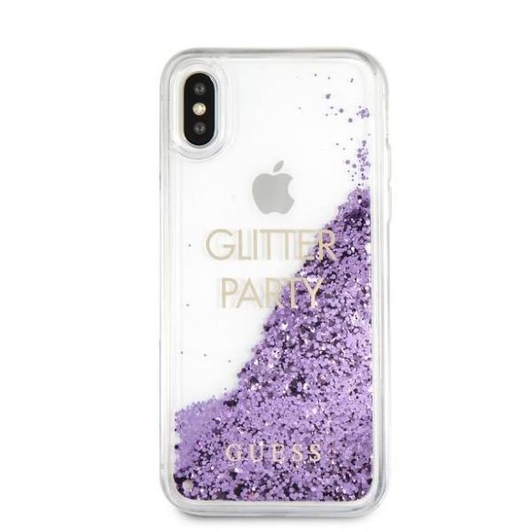 Guess GUHCPXGLUQPUU iPhone X/Xs lila folyékony csillogó kristályos Party keménytok
