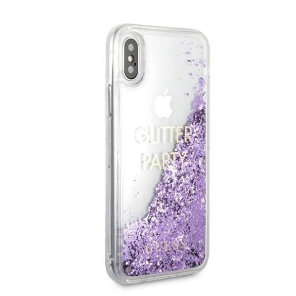 Guess GUHCPXGLUQPUU iPhone X/Xs lila folyékony csillogó kristályos Party keménytok