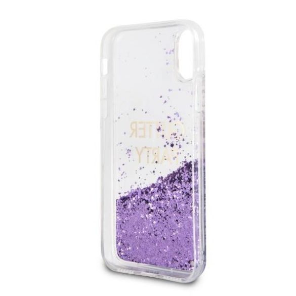 Guess GUHCPXGLUQPUU iPhone X/Xs lila folyékony csillogó kristályos Party keménytok