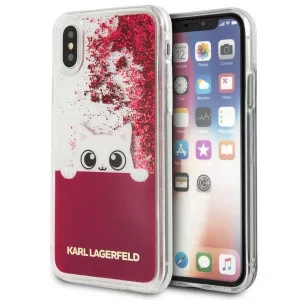 Karl Lagerfeld KLHCPXPABGFU iPhone X lila keménytok  folyékony Glitter