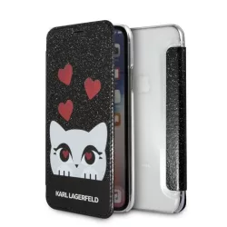   Karl Lagerfeld KLFLBKPXVDCBK iPhone X/Xs fekete Valentin könyvtok