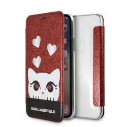   Karl Lagerfeld KLFLBKPXVDCRE iPhone X/XS piros Valentin könyvtok