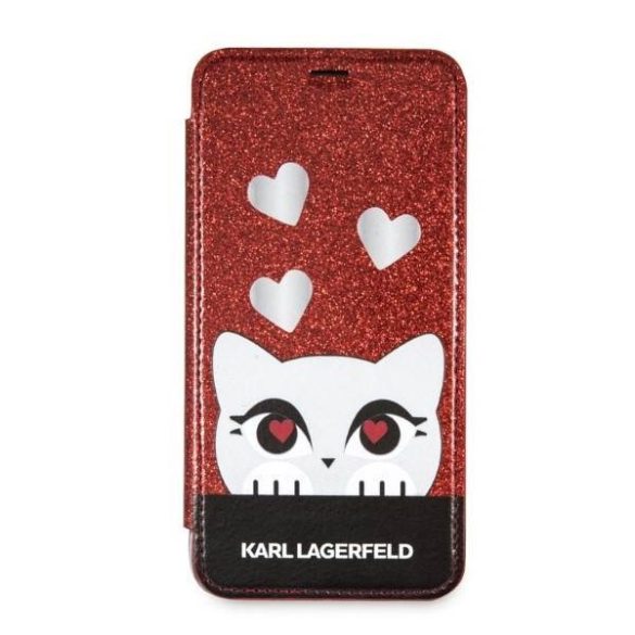 Karl Lagerfeld KLFLBKPXVDCRE iPhone X/XS piros Valentin könyvtok