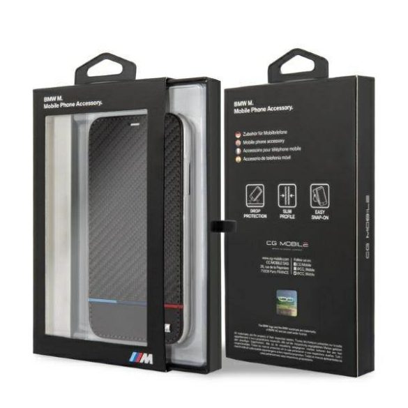 BMW BMTRBKI61PUCARTCBK iPhone Xr fekete Carbon csíkos könyvtok