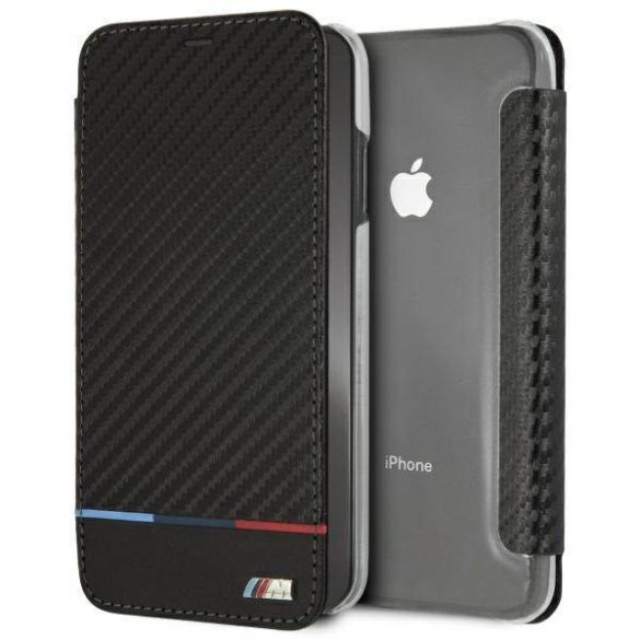 BMW BMTRBKI65PUCARTCBK iPhone XS Max fekete Carbon csíkos könyvtok