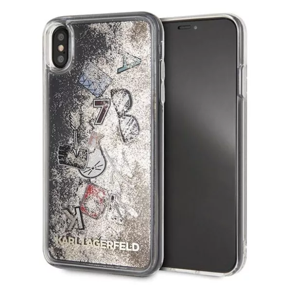 Karl Lagerfeld KLHCI65KSICGO iPhone Xs Max arany keménytok ikonikus folyékony csillogó kristályos