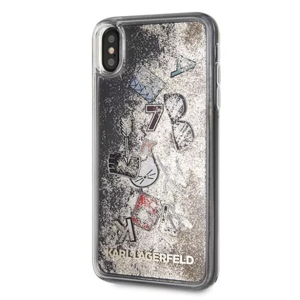 Karl Lagerfeld KLHCI65KSICGO iPhone Xs Max arany keménytok ikonikus folyékony csillogó kristályos