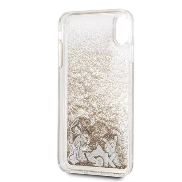 Karl Lagerfeld KLHCI65KSICGO iPhone Xs Max arany keménytok ikonikus folyékony csillogó kristályos