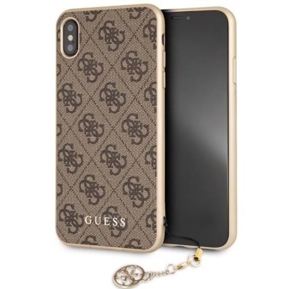 Guess GUHCI65GF4GBR iPhone Xs Max barna 4G Charms Collection keménytok