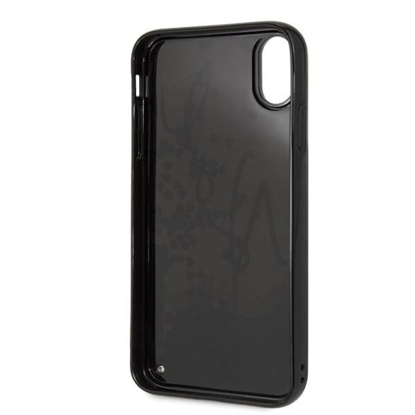 Karl Lagerfeld KLHCI65KSIGMU iPhone Xs Max fekete keménytok  Aláírás Folyékony csillogó flitteres flitteres szegecsekkel