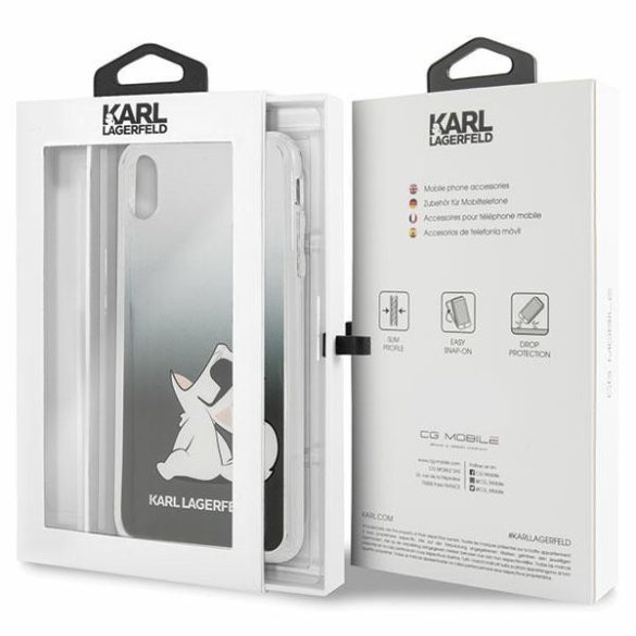 Karl Lagerfeld KLHCI65CFNRCBK iPhone Xs Max keménytok  fekete Choupette Fun