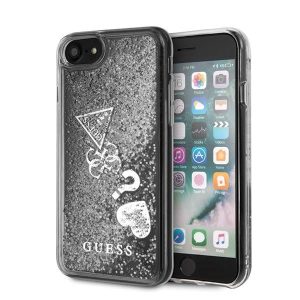 Guess GUHCI8GLHFLSI iPhone 7/8/SE 2020/SE 2022 ezüst csillogó szivecskés keménytok