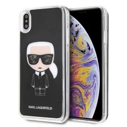   Karl Lagerfeld KLHCI65ICGBK Iconic Glitter tok iPhone XS Max - fekete