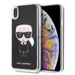   Karl Lagerfeld KLHCI65ICGBK Iconic Glitter tok iPhone XS Max - fekete